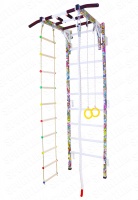 Шведская стенка с турником рукоходом, веревочной лестницей, кольцами, канатом Sb-3